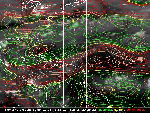 Météo tropicale : Carte des vents de cisaillement.