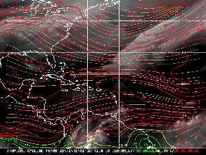Météo tropicale : Carte des vents de cisaillement.