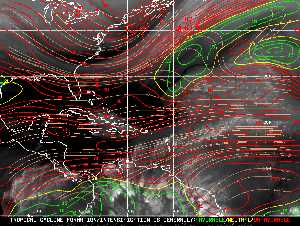 Météo tropicale : Carte des vents de cisaillement.