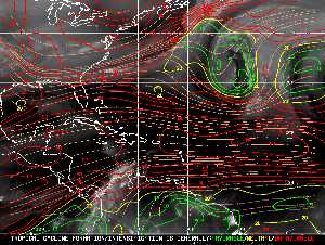Météo tropicale : Carte des vents de cisaillement.