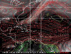 Météo tropicale : Carte des vents de cisaillement.
