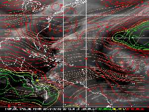 Météo tropicale : Carte des vents de cisaillement.