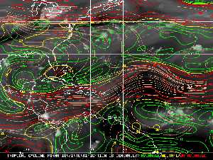 Météo tropicale : Carte des vents de cisaillement.