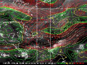 Météo tropicale : Carte des vents de cisaillement.