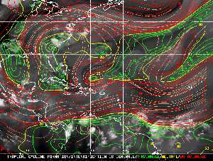 Météo tropicale : Carte des vents de cisaillement.
