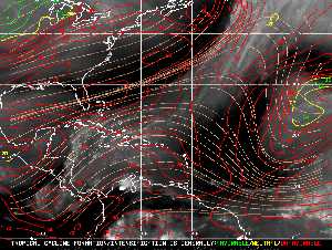 Météo tropicale : Carte des vents de cisaillement.