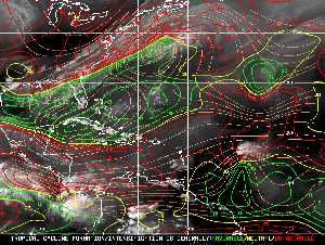 Météo tropicale : Carte des vents de cisaillement.