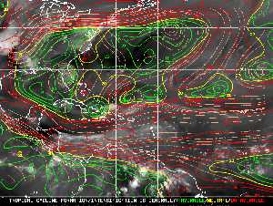 Météo tropicale : Carte des vents de cisaillement.