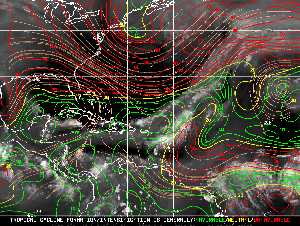 Météo tropicale : Carte des vents de cisaillement.