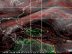 Météo tropicale : Carte des vents de cisaillement.