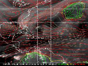 Météo tropicale : Carte des vents de cisaillement.