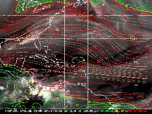 Météo tropicale : Carte des vents de cisaillement.