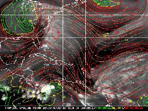 Météo tropicale : Carte des vents de cisaillement.
