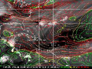 Météo tropicale : Carte des vents de cisaillement.