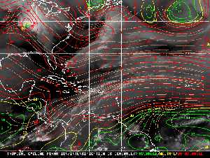 Météo tropicale : Carte des vents de cisaillement.