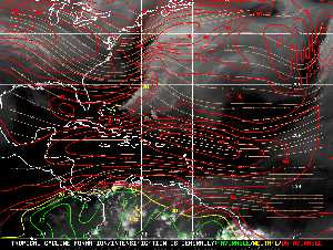 Météo tropicale : Carte des vents de cisaillement.