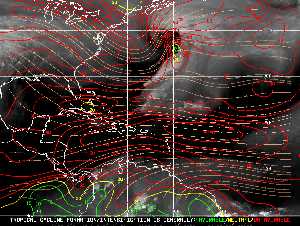 Météo tropicale : Carte des vents de cisaillement.
