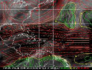 Météo tropicale : Carte des vents de cisaillement.