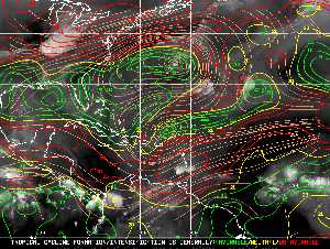 Météo tropicale : Carte des vents de cisaillement.