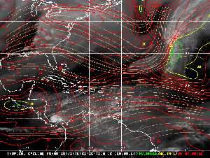 Météo tropicale : Carte des vents de cisaillement.