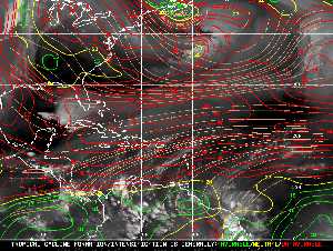 Météo tropicale : Carte des vents de cisaillement.