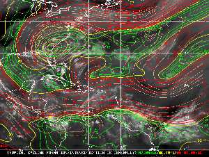 Météo tropicale : Carte des vents de cisaillement.