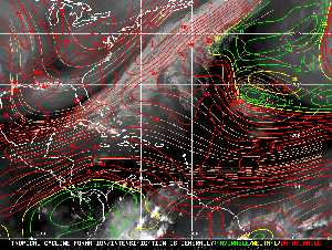 Météo tropicale : Carte des vents de cisaillement.
