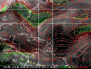 Météo tropicale : Carte des vents de cisaillement.