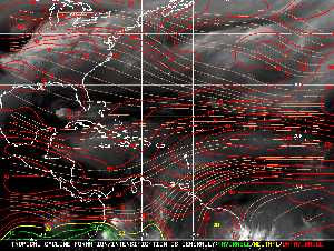 Météo tropicale : Carte des vents de cisaillement.