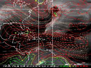 Météo tropicale : Carte des vents de cisaillement.