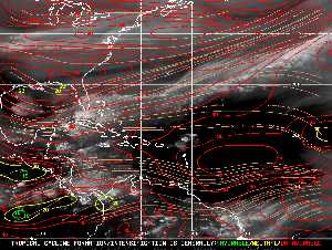 Météo tropicale : Carte des vents de cisaillement.