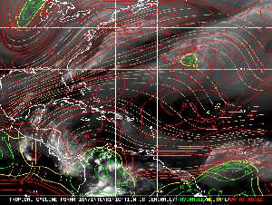 Météo tropicale : Carte des vents de cisaillement.