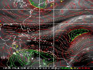 Météo tropicale : Carte des vents de cisaillement.