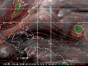 Météo tropicale : Carte des vents de cisaillement.