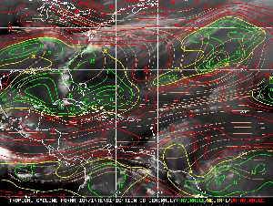 Météo tropicale : Carte des vents de cisaillement.