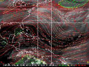 Météo tropicale : Carte des vents de cisaillement.
