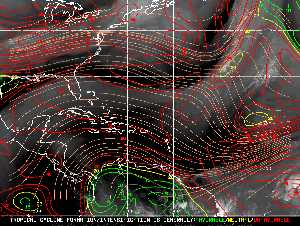 Météo tropicale : Carte des vents de cisaillement.