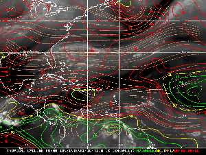 Météo tropicale : Carte des vents de cisaillement.