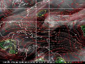 Météo tropicale : Carte des vents de cisaillement.