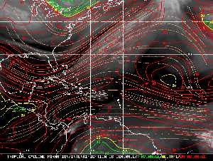 Météo tropicale : Carte des vents de cisaillement.