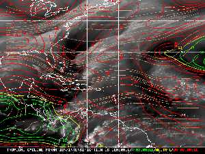 Météo tropicale : Carte des vents de cisaillement.