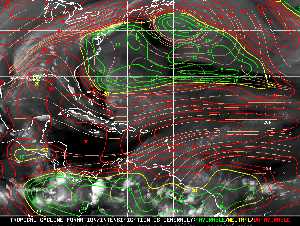 Météo tropicale : Carte des vents de cisaillement.