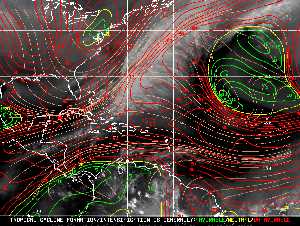 Météo tropicale : Carte des vents de cisaillement.