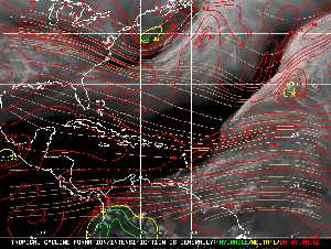 Météo tropicale : Carte des vents de cisaillement.