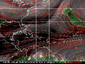 Météo tropicale : Carte des vents de cisaillement.