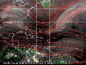 Météo tropicale : Carte des vents de cisaillement.
