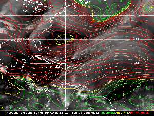 Météo tropicale : Carte des vents de cisaillement.