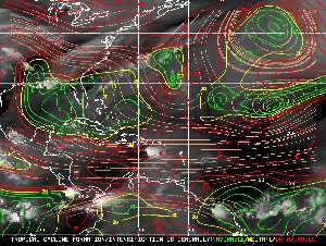 Météo tropicale : Carte des vents de cisaillement.