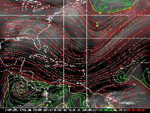 Météo tropicale : Carte des vents de cisaillement.