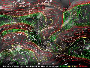 Météo tropicale : Carte des vents de cisaillement.